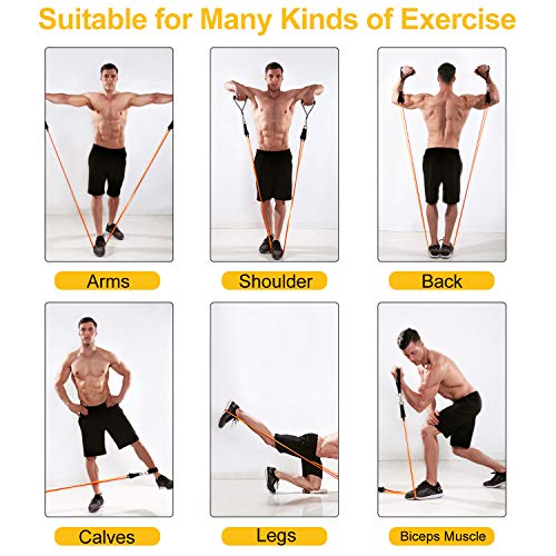 JATEKA Fitnessbänder 5er Set, Sports Resistance Fitness Bands 5 Widerstandsstufen, Widerstandsbänder mit Türanker, Griffe, Knöchelriemen, Tragbarer für Muskelaufbau und Pilates Männer Frauen - 4