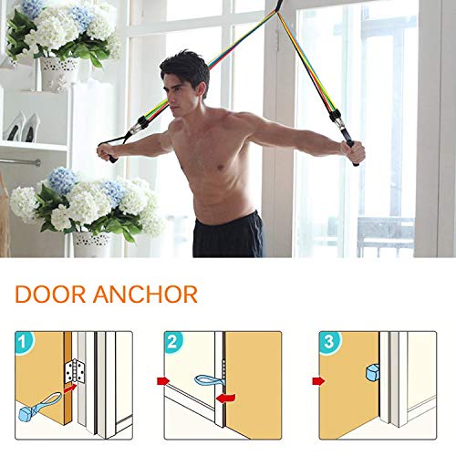 AGM Widerstandsbänder Set, Übungsgummibänder mit Griffen für das Widerstandstraining, Fitnessbänder für das Heimtraining, elastischer Schlauch - 4