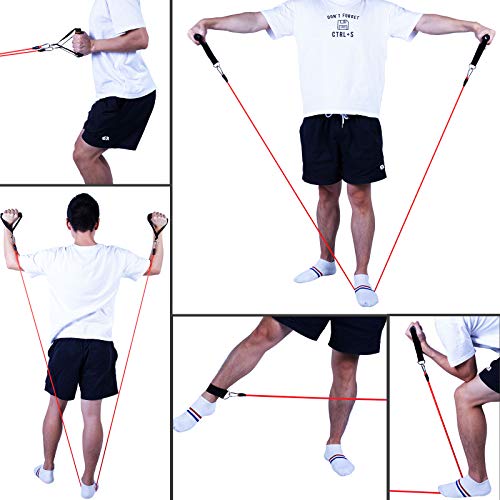 AGM Widerstandsbänder Set, Übungsgummibänder mit Griffen für das Widerstandstraining, Fitnessbänder für das Heimtraining, elastischer Schlauch - 5