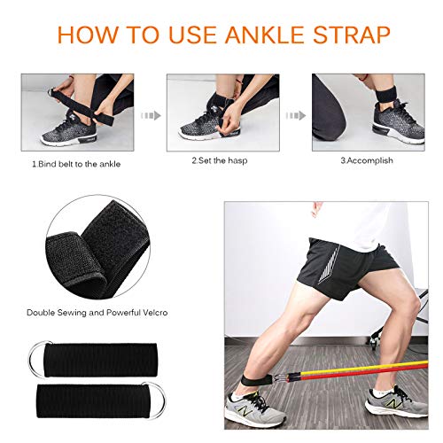 AGM Widerstandsbänder Set, Übungsgummibänder mit Griffen für das Widerstandstraining, Fitnessbänder für das Heimtraining, elastischer Schlauch - 6