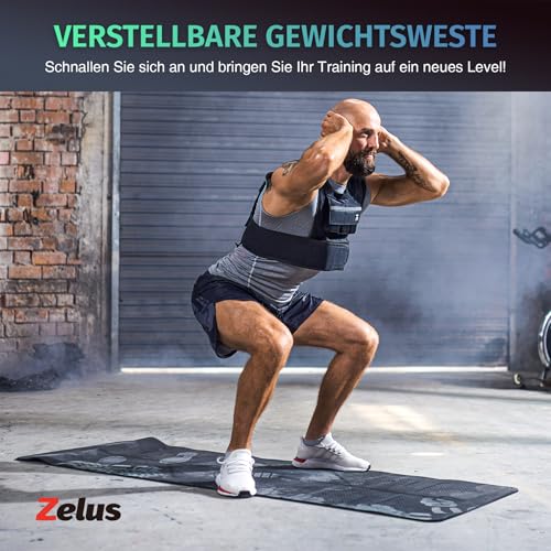 ZELUS Gewichtsweste Verstellbar Trainingweste mit 10 Einstellbaren Gewichten Laufweste für Damen und Herren Fitnessweste Sportweste Krafttrainingsjacke Weight Vest (0,5-10,5KG) - 6