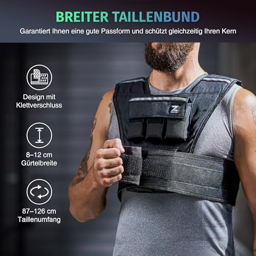 ZELUS Gewichtsweste Verstellbar Trainingweste mit 10 Einstellbaren Gewichten Laufweste für Damen und Herren Fitnessweste Sportweste Krafttrainingsjacke Weight Vest (0,5-10,5KG) - 3