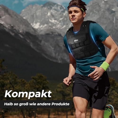 DH FitLife Verstellbare Gewichtsweste 20kg Kompakt u. Stabil zum Muskelaufbau u. Krafttraining | Weighted Vest | Laufweste Damen Herren | Fitnessweste Trainingsweste - 2