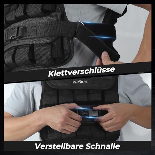 DH FitLife Verstellbare Gewichtsweste 20kg Kompakt u. Stabil zum Muskelaufbau u. Krafttraining | Weighted Vest | Laufweste Damen Herren | Fitnessweste Trainingsweste - 5