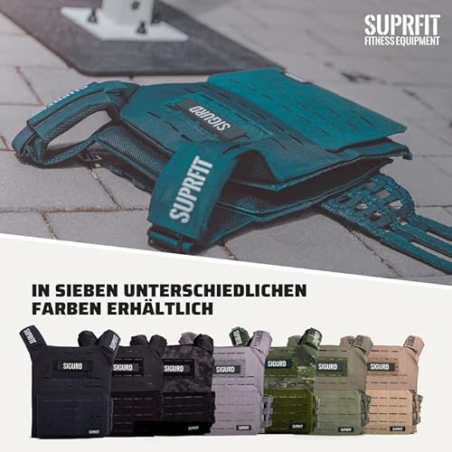 SUPRFIT Sigurd 3D Gewichtswesten für Männer & Frauen - erweiterbar bis 17kg, Trainingsweste mit 2X 4kg Gewichten für Kraft-& Cross Training oder Calisthenics, Weighted Vest, Weight Vest - Olive - 6