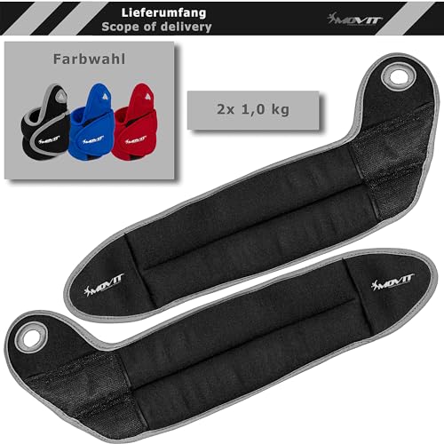MOVIT 2er Set Neopren Gewichtsmanschetten mit Daumenschlaufen, 2x 1,0 kg, schwarz - 3