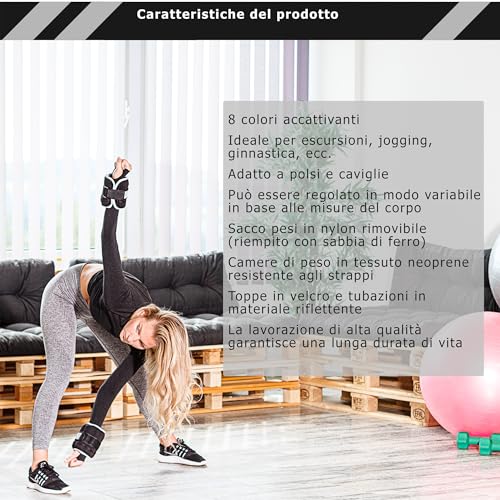 MOVIT 2er Set Gewichtsmanschetten Neopren mit Reflektoren, verstellbare Gewichte, 2x 2,0kg, rot - 7