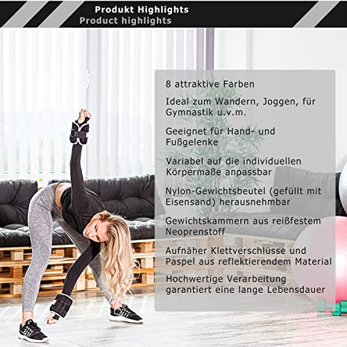 MOVIT 2er Set Gewichtsmanschetten Neopren mit Reflektoren, verstellbare Gewichte, 2x 1,0kg, orange - 7