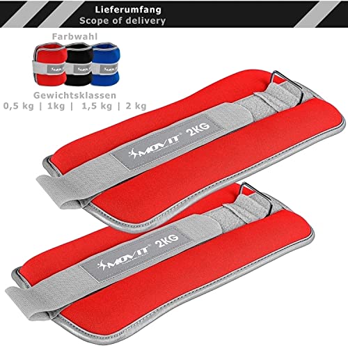 MOVIT® 2er Set Gewichtsmanschetten Neopren mit Reflektormaterial Laufgewichte für Hand- und Fußgelenke 2x 1,5 kg schwarz - 3