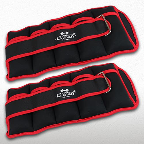 C.P.Sports Verstellbare Gewichtsmanschetten 0,5kg - 2,5kg | 2er Set Gewichte Handgelenk, Knöchel, Arme, Beine | Laufgewichte Damen, Herren | Laufen, Fitness, Bodyweight Training, Gym | schwarz-rot - 3