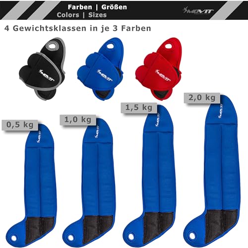 MOVIT 2er Set Neopren Gewichtsmanschetten mit Daumenschlaufen, 2x 2,0 kg, schwarz - 5