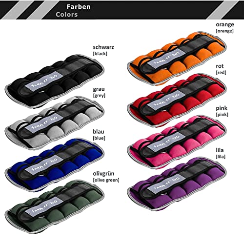 MOVIT 2er Set Gewichtsmanschetten Neopren mit Reflektoren, verstellbare Gewichte, 2x 2,0kg, blau - 5