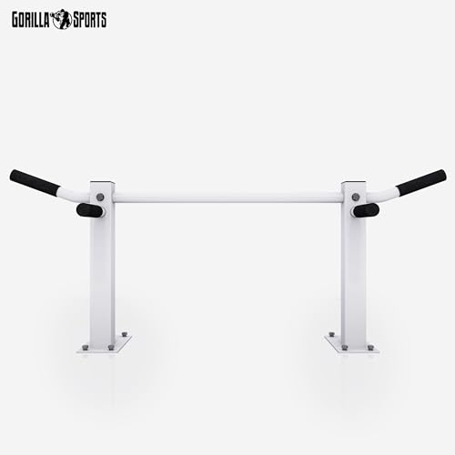 GORILLA SPORTS® Klimmzugstange - Deckenmontage, inkl. Montagematerial, bis 350 kg Belastbar, rutschfeste Griffe, Stabil, aus Stahl, Schwarz/Weiß - Pull Up Bar, Klimmzugstange Decke, Reckstange - 2