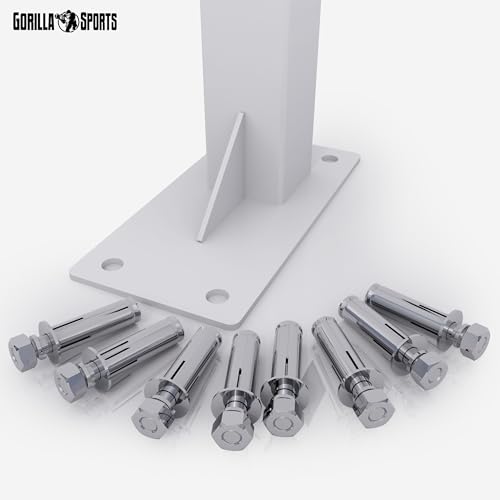 GORILLA SPORTS® Klimmzugstange - Deckenmontage, inkl. Montagematerial, bis 350 kg Belastbar, rutschfeste Griffe, Stabil, aus Stahl, Schwarz/Weiß - Pull Up Bar, Klimmzugstange Decke, Reckstange - 5