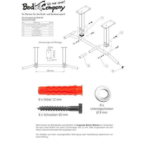 Bad Company Klimmzugstange Deckenmontage bis 350 kg belastbar - 9