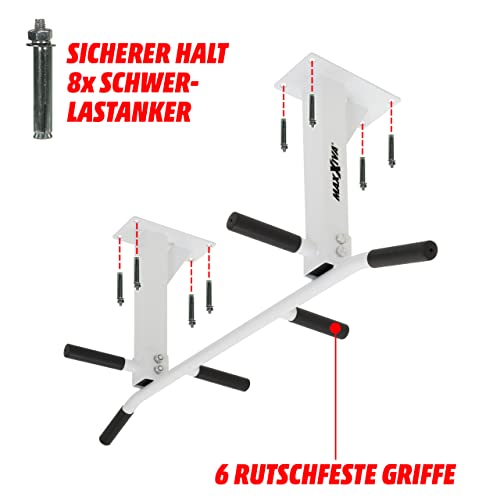 MAXXIVA Klimmzugstange für Deckenmontage hellgrau Workout Kraftübungen Bodybuilding Fitness-Training Reckstange Multifunktionen - 4