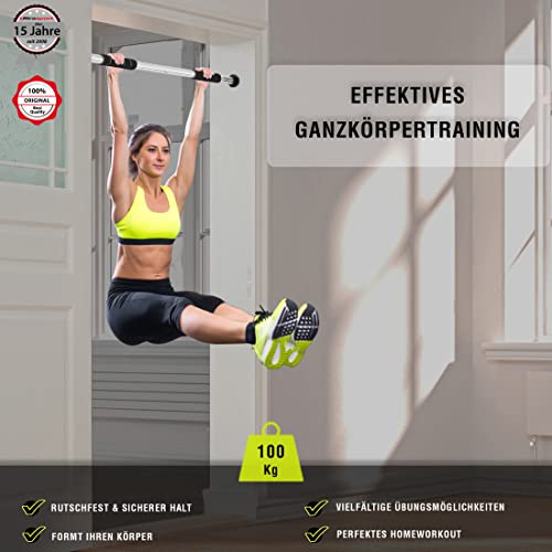 Ultrasport 2-Wege-Klimmzugstange, individuell einstellbar für Länge 66,5-93 cm, Klimmzugstange aus stabilem Stahl, belastbar bis 100 kg, Türreck für effektives Training der Oberkörpermuskulatur - 2