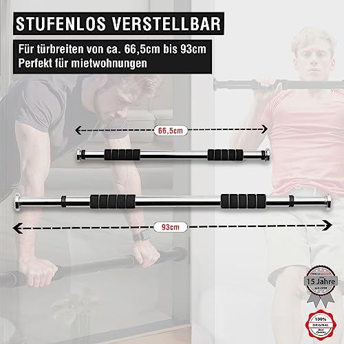 Ultrasport 2-Wege-Klimmzugstange, individuell einstellbar für Länge 66,5-93 cm, Klimmzugstange aus stabilem Stahl, belastbar bis 100 kg, Türreck für effektives Training der Oberkörpermuskulatur - 5