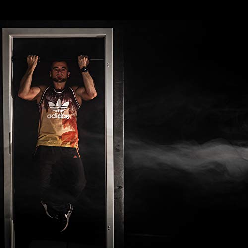 MOVIT Türreck Klimmzugstange zum Eindrehen, stufenlos anpassbar (62,5 – 100 cm), bis 350 kg belastbar, transparente Seitengummis, XXL Softgrip, Schwarz/Weiß - 6