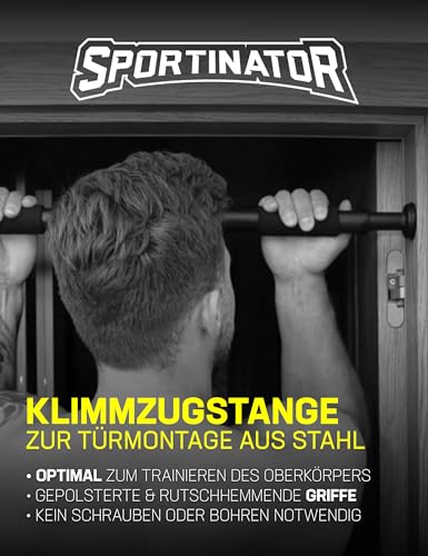 SPORTINATOR® Klimmzugstange zum Einspannen im Türrahmen, für dein Home-Gym. Länge 60–102 cm, kompakt, sicher & schnell ohne Bohren, belastbar bis 150 kg - 3