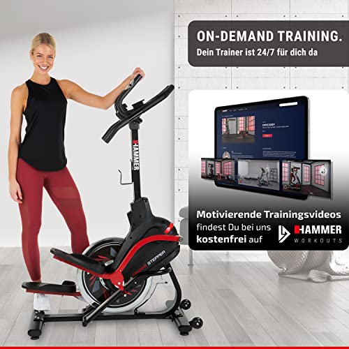 HAMMER Cross Stepper, Mix aus Crosstrainer- und Stepper-Workout, Tablet- und Smartphonehalterung, Fitness-Apps, max. Gewichtsbelastung 130 kg, 108 x 50 x 154 cm - 3