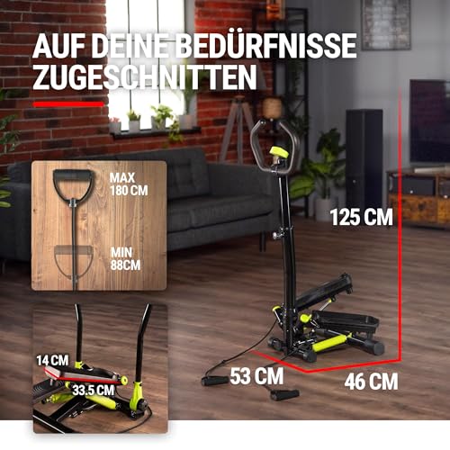Hop-Sport Stepper HS-055S, Side Stepper perfekt für Zuhause, mit verstellbarem Haltegriff und Trainingsbändern, verstellbare Tritthöhe - 6