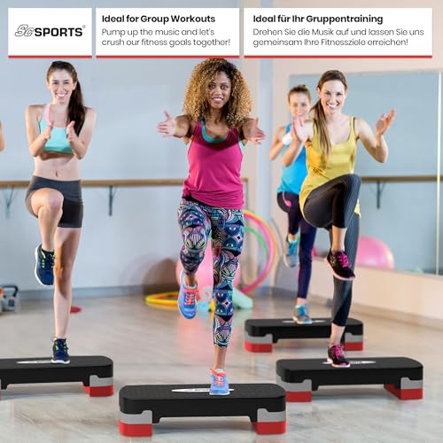 ScSPORTS® Stepper - Höhenverstellbar, mit 2 Stufen (10/15cm), Matte, bis 200kg, Rutschfest - Fitness Step, Stepboard, Steppbrett, Stepbench, Steppbank für Zuhause, Aerobic, Training, Gymnastik, Sport - 4