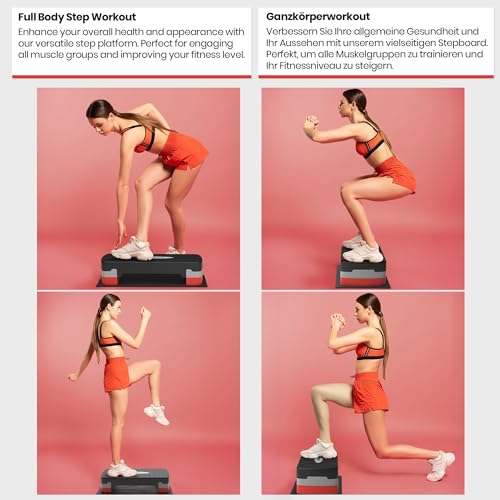 ScSPORTS® Stepper - Höhenverstellbar, mit 2 Stufen (10/15cm), Matte, bis 200kg, Rutschfest - Fitness Step, Stepboard, Steppbrett, Stepbench, Steppbank für Zuhause, Aerobic, Training, Gymnastik, Sport - 5