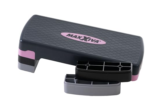 MAXXIVA® Stepper Aerobic-Fitness-Steppbrett mit Antirutsch-Matte 67 x 27 x 10/15/20 cm höhenverstellbar Hometrainer Fitnesstraining Workout (Fuchsia) - 2