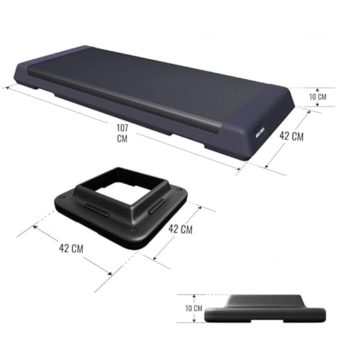 GORILLA SPORTS® Aerobic Steppbrett - mit 3 Stufen Höhenverstellbar, 10cm, 15cm, 20cm, rutschfest, bis 200kg, Schwarz/Grau - Stepper Fitness, Stepbench, Step Brett, für Zuhause, Trainingsgerät - 8