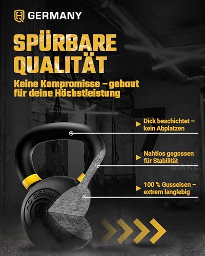HQ Germany® Powdercoat Kettlebell | Vollguss | 2-32kg | Starter-Sets | Gewicht:16KG - 3