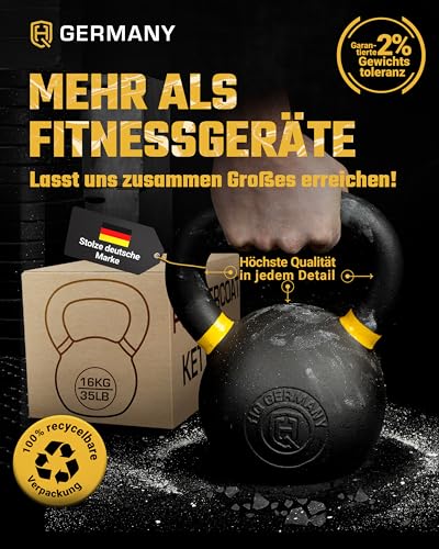 HQ Germany® Powdercoat Kettlebell | Vollguss | 2-32kg | Starter-Sets | Gewicht:16KG - 7