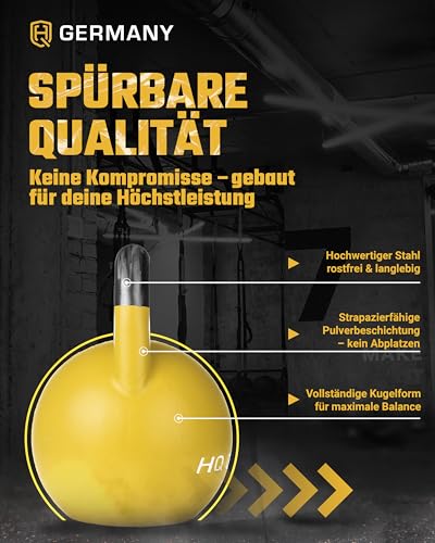 HQ Germany® Competition Kettlebell | 8-36kg | Sets | Edelstahl Griff | Pulverbeschichtet, Gewicht:16KG - 3