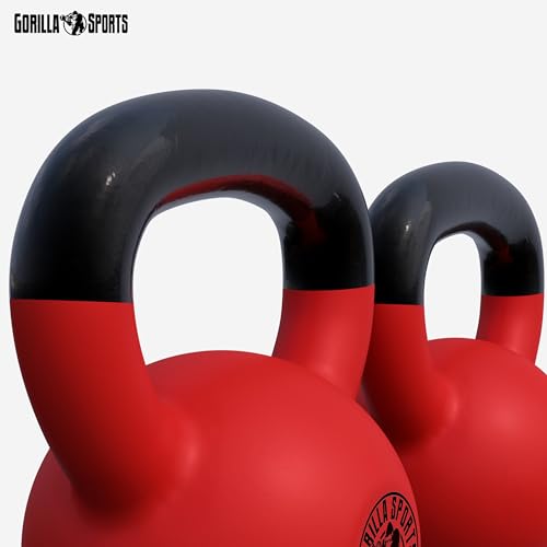 GORILLA SPORTS® Kettlebell - 2-32 kg Gewichte, Einzeln/Set, Gusseisen, Vinyl Beschichtung, Bodenschonende - Kugelhantel, Schwunghantel, Kugelgewicht, Rundgewichte für Fitness, Gym, Krafttraining - 6