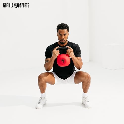 GORILLA SPORTS® Kettlebell - 2-32 kg Gewichte, Einzeln/Set, Gusseisen, Vinyl Beschichtung, Bodenschonende - Kugelhantel, Schwunghantel, Kugelgewicht, Rundgewichte für Fitness, Gym, Krafttraining - 7