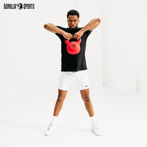 GORILLA SPORTS® Kettlebell - 2-32 kg Gewichte, Einzeln/Set, Gusseisen, Vinyl Beschichtung, Bodenschonende - Kugelhantel, Schwunghantel, Kugelgewicht, Rundgewichte für Fitness, Gym, Krafttraining - 9