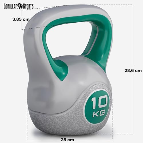GORILLA SPORTS® Kettlebell - 2kg, 3kg, 4kg, 5kg, 6kg, 8kg, 10kg, 12kg, 14kg, 16kg, 18kg, 20kg Gewichte, Einzeln/Set, mit/ohne Ablage, Kunststoff - Kugelhantel, Schwunghantel, Kugelgewicht - 8