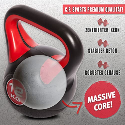 C.P.Sports Kettlebell Kugelhantel Vinyl Handgewicht Gymnastik, Kettle Bell, Kettlebells, Schwunghantel 2kg 3kg 4kg 5kg 6kg 8kg 10kg 12kg 14kg 16kg 18kg 20kg (3 KG) - 4