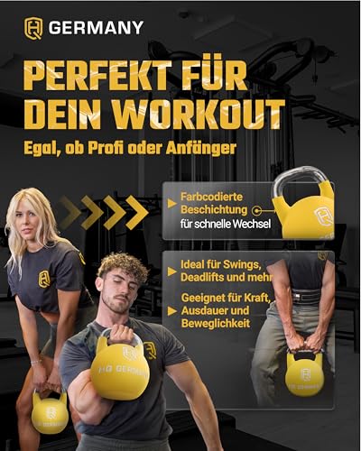 HQ Germany® Competition Kettlebell | 8-36kg | Sets | Edelstahl Griff | Gewicht:+Starter-Set (12+16KG) - 7
