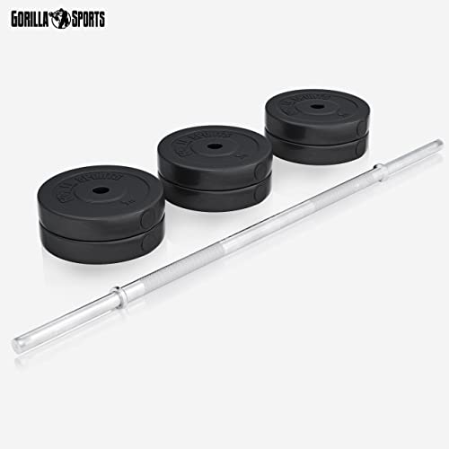 GORILLA SPORTS® Hantelbank - inkl. Hantelset 38/70/100kg, Ablage, Dip-Station, Höhenverstellbar, Klappbar, bis 200kg, Schwarz/Weiß - Trainingsbank mit Langhantelset, Drückerbank, Schrägbank, Flachbank - 2