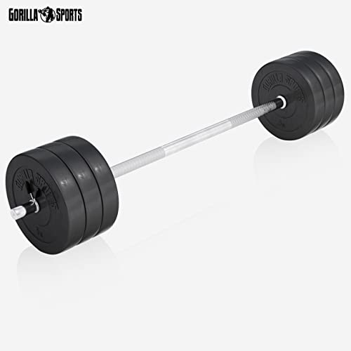 GORILLA SPORTS® Hantelbank - inkl. Hantelset 38/70/100kg, Ablage, Dip-Station, Höhenverstellbar, Klappbar, bis 200kg, Schwarz/Weiß - Trainingsbank mit Langhantelset, Drückerbank, Schrägbank, Flachbank - 3