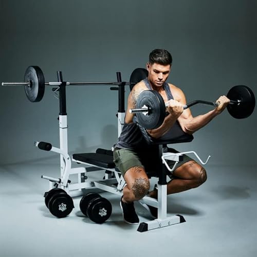 GORILLA SPORTS®Hantelbank mit Gewichten – 170 cm Hantelstange, 40/70/100 kg Hantelset, Beincurler, Butterfly - 2