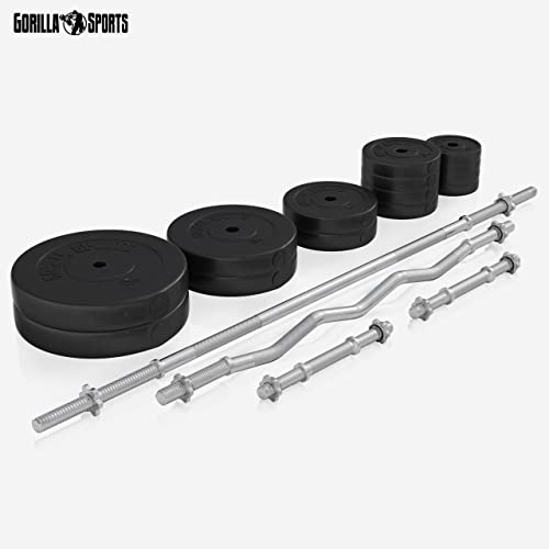 GORILLA SPORTS®Hantelbank mit Gewichten - 170 cm Hantelstange, 40/70/100 kg Hantelset, Beincurler, Butterfly, Dip-station, Curlpult - Trainingsbank, Fitnessstation, Kraftstation mit Langhantel - 3