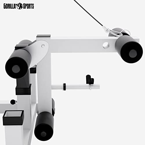 GORILLA SPORTS®Hantelbank mit Gewichten - 170 cm Hantelstange, 40/70/100 kg Hantelset, Beincurler, Butterfly, Dip-station, Curlpult - Trainingsbank, Fitnessstation, Kraftstation mit Langhantel - 9