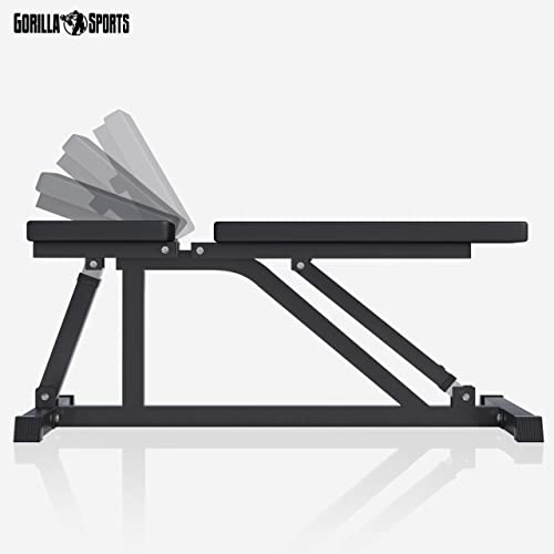 GORILLA SPORTS® Hantelbank - Rückenlehne 7-Fach, Sitz 4-Fach Verstellbar, bis 200 kg Belastbar, Schwarz/Weiß - Trainingsbank, Negativbank, Schrägbank, Fitnessbank, Bench, Flachbank, Fitness, Zuhause - 3