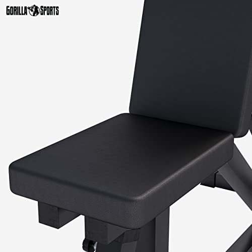 GORILLA SPORTS® Hantelbank - Rückenlehne 7-Fach, Sitz 4-Fach Verstellbar, bis 200 kg Belastbar, Schwarz/Weiß - Trainingsbank, Negativbank, Schrägbank, Fitnessbank, Bench, Flachbank, Fitness, Zuhause - 5