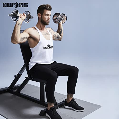 GORILLA SPORTS® Hantelbank - Rückenlehne 7-Fach, Sitz 4-Fach Verstellbar, bis 200 kg Belastbar, Schwarz/Weiß - Trainingsbank, Negativbank, Schrägbank, Fitnessbank, Bench, Flachbank, Fitness, Zuhause - 7
