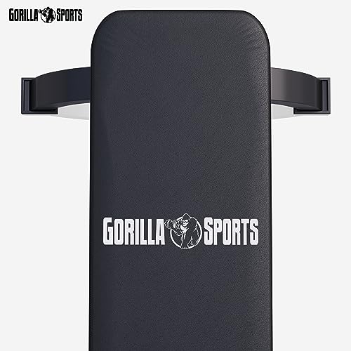GORILLA SPORTS® Hantelbank - Massiv, bis 400 kg Belastbar, Gummierte Füße, Schwarz - Flachbank, Trainingsbank, Drückerbank, Bauchtrainer, Fitnessbank für Bankdrücken, Fitness, Training, Home Gym - 3