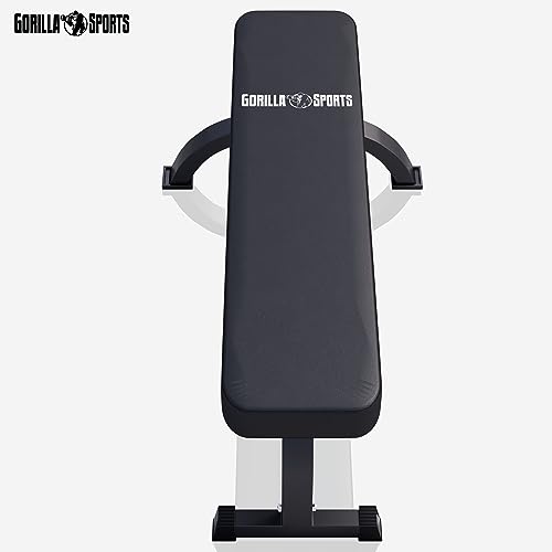 GORILLA SPORTS® Hantelbank - Massiv, bis 400 kg Belastbar, Gummierte Füße, Schwarz - Flachbank, Trainingsbank, Drückerbank, Bauchtrainer, Fitnessbank für Bankdrücken, Fitness, Training, Home Gym - 4