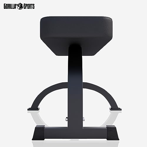 GORILLA SPORTS® Hantelbank - Massiv, bis 400 kg Belastbar, Gummierte Füße, Schwarz - Flachbank, Trainingsbank, Drückerbank, Bauchtrainer, Fitnessbank für Bankdrücken, Fitness, Training, Home Gym - 5
